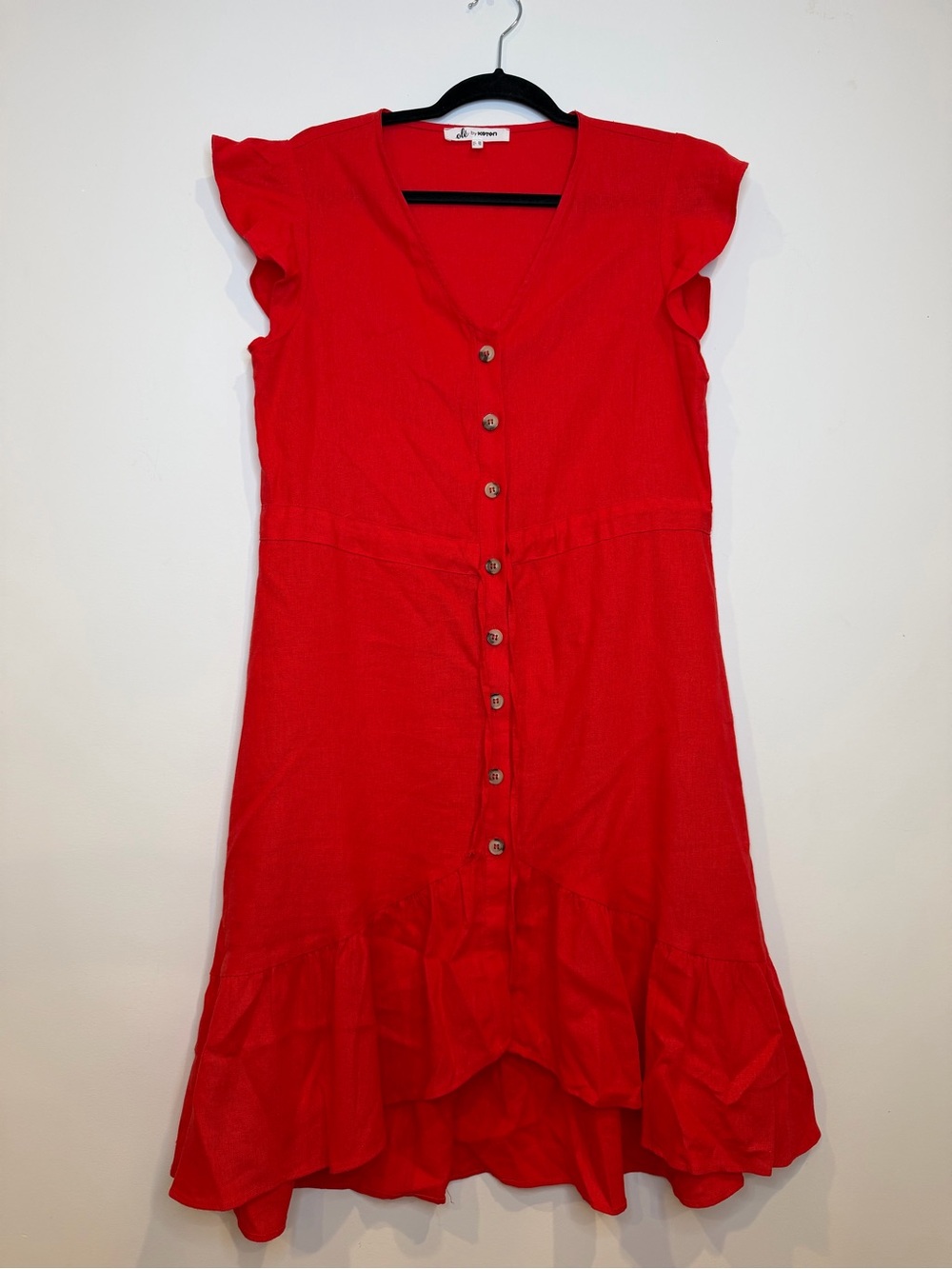 Girls' Red Button-Front Tiered Summer Dress